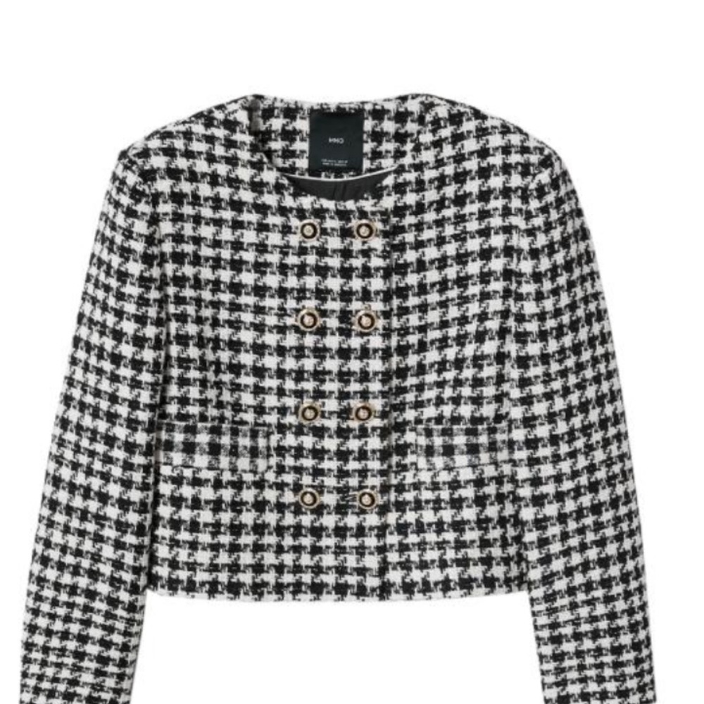 MNG tweed Black & White crop jacket size S